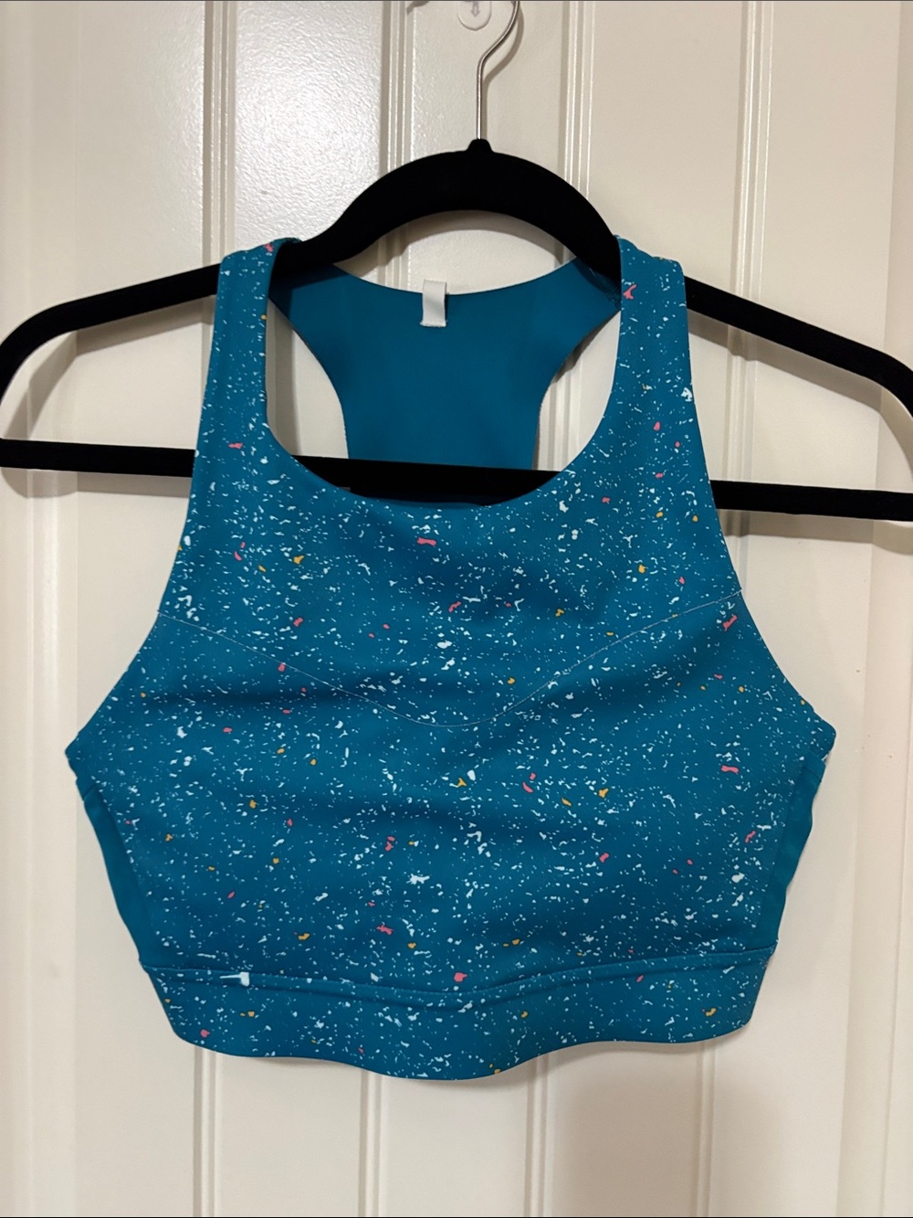 Brooks Teal Speckled High-Neck Sports Bra
